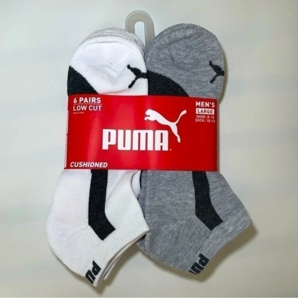 Puma men’s low cut socks 6 pack size 8-12 white black gray